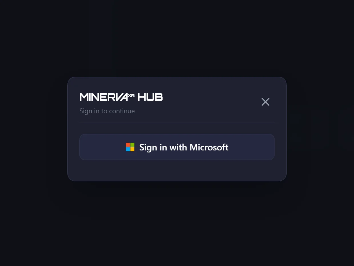 The Hub's sign-in dialog, offering one button: Sign in with Microsoft.