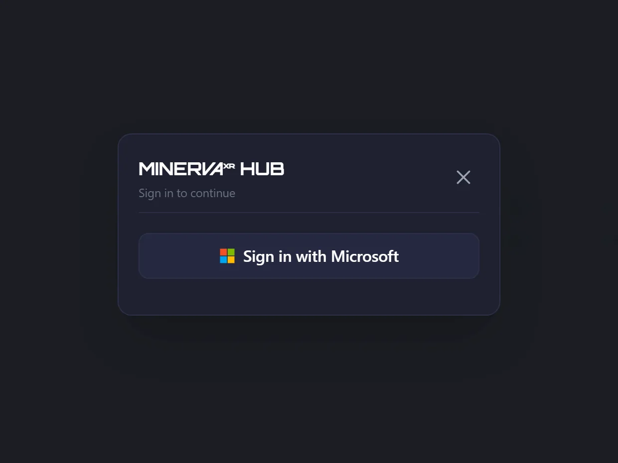 The Hub's sign-in dialog, offering one button: Sign in with Microsoft.